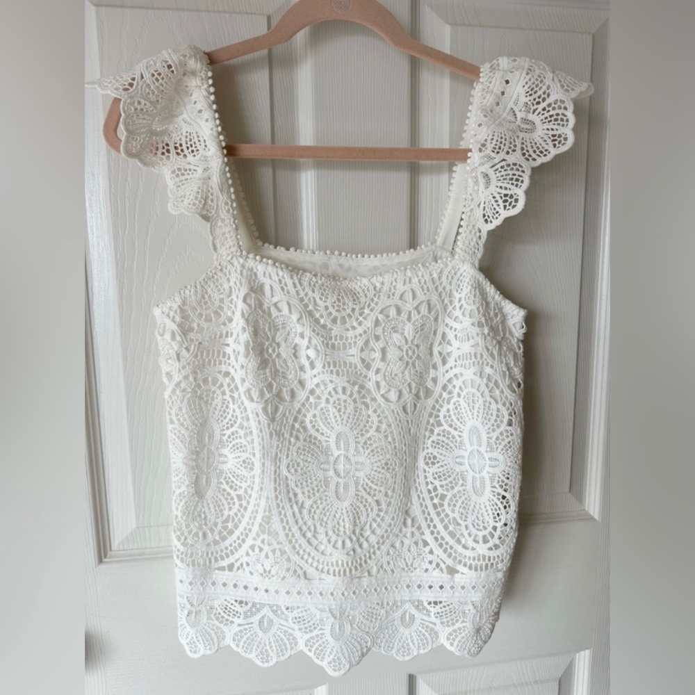 Sézane Edith Lace Top Size 36 / US Small Ivory Cotton Guipure
